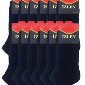 Siyah Erkek Kısa Spor Çorap 12 Çift