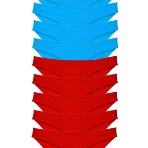 10 adet Süper Eko Set Likralı Kadın Slip Külot Kırmızı Mavi