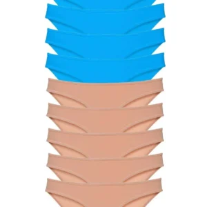 10 adet Süper Eko Set Likralı Kadın Slip Külot Ten Mavi