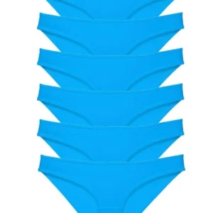 6 adet Süper Eko Set Likralı Kadın Slip Külot Mavi