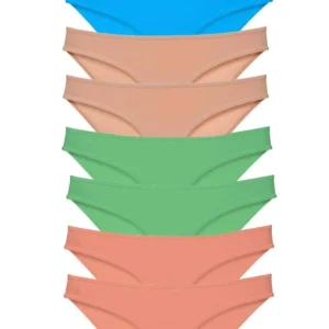 8 adet Süper Eko Set Likralı Kadın Slip Külot Ten Pudra Yeşil Mavi