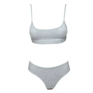 Pedli İp Askılı Yarım Atlet Büstiyer Külot Takım Gri