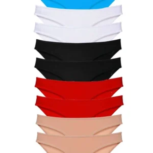 10 adet Süper Eko Set Likralı Kadın Slip Siyah Kırmızı Ten Beyaz Mavi