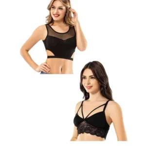 Kota 4 Adet Siyah Tül Modelli Dantelli Büstiyer