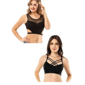 Kota 4 Adet Siyah Tül Modelli Çapraz İpli Büstiyer