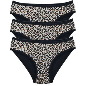 3 Adet Leopar Desenli Likralı Yumuşak Dokulu Kadın Slip Külot
