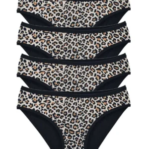 4 Adet Leopar Desenli Likralı Yumuşak Dokulu Kadın Slip Külot