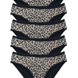 5 Adet Leopar Desenli Likralı Yumuşak Dokulu Kadın Slip Külot