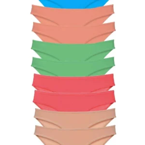 10 adet Süper Eko Set Likralı Kadın Slip Ten Pudra Yeşil Fuşya Mavi