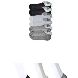 Siyah Gri ve Beyaz Erkek Görünmez Çorap 6 çift