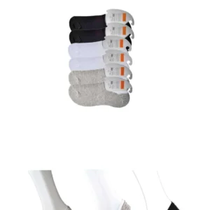 Siyah Gri ve Beyaz Erkek Babet Çorap 6 çift