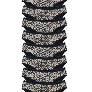 9 Adet Leopar Desenli Likralı Yumuşak Dokulu Kadın Slip Külot