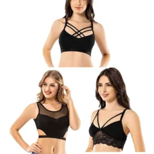 Kota 6 Adet Dantelli Çapraz İpli Tül Model Büstiyer