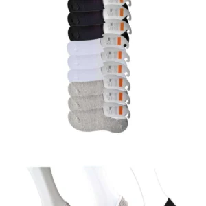 Siyah Gri ve Beyaz Erkek Babet Çorap 9 çift