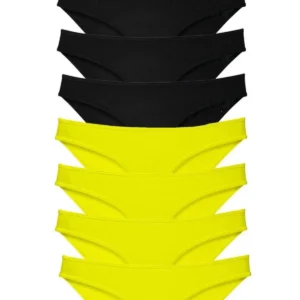 8 adet Süper Eko Set Likralı Kadın Slip Külot Sarı Siyah