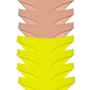 8 adet Süper Eko Set Likralı Kadın Slip Külot Sarı Ten