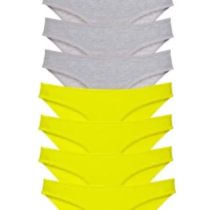 8 adet Süper Eko Set Likralı Kadın Slip Külot Sarı Gri