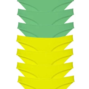 8 adet Süper Eko Set Likralı Kadın Slip Külot Sarı Yeşil