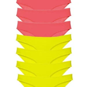 8 adet Süper Eko Set Likralı Kadın Slip Külot Sarı Fuşya