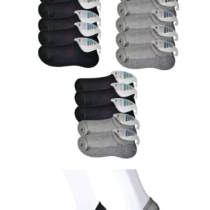 Siyah ve Gri Erkek Görünmez Çorap 15 çift