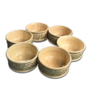 Ahşap Yaldızlı Dişbudak Şık Çerezlik 6 lı Takım 10x6 cm