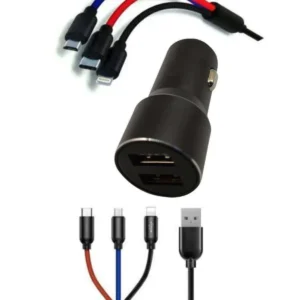 Çoklu Hızlı Şarj Kablosu ve Seyahat Araç Şarj Soketi Type-C Mikro İphone Uyumlu 1.2 Metre 3A