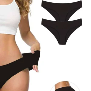 2 Adet Kadın Dikişsiz Lazer Kesim Esnek İz yapmayan Külot Siyah