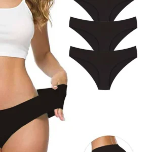 3 Adet Kadın Dikişsiz Lazer Kesim Esnek İz yapmayan Külot Siyah