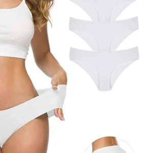 3 Adet Kadın Dikişsiz Lazer Kesim Esnek İz yapmayan Külot Beyaz