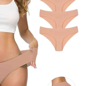 3 Adet Kadın Dikişsiz Lazer Kesim Esnek İz yapmayan Külot Ten