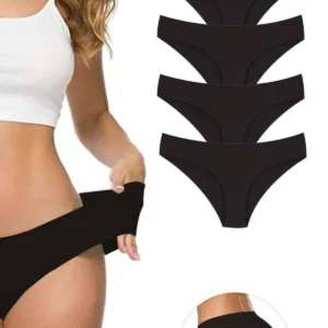 4 Adet Kadın Dikişsiz Lazer Kesim Esnek İz yapmayan Külot Siyah