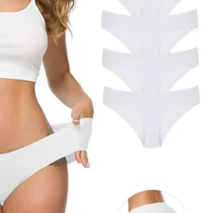 4 Adet Kadın Dikişsiz Lazer Kesim Esnek İz yapmayan Külot Beyaz