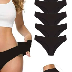 5 Adet Kadın Dikişsiz Lazer Kesim Esnek İz yapmayan Külot Siyah
