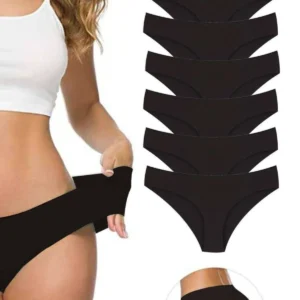 7 Adet Kadın Dikişsiz Lazer Kesim Esnek İz yapmayan Külot Siyah