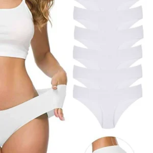 7 Adet Kadın Dikişsiz Lazer Kesim Esnek İz yapmayan Külot Beyaz