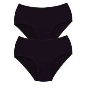 2 Adet Tutku Kadın Yüksek Bel Bato Kalın Lastik Külot Siyah