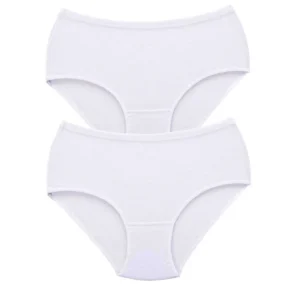 2 Adet Tutku Kadın Yüksek Bel Bato Kalın Lastik Külot Beyaz