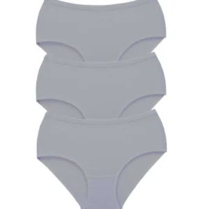 3 Adet Tutku Kadın Yüksek Bel Bato Kalın Lastik Külot Gri