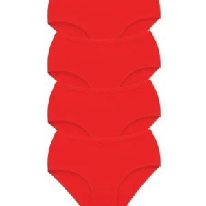 4 Adet Tutku Kadın Yüksek Bel Bato Kalın Lastik Külot Kırmızı