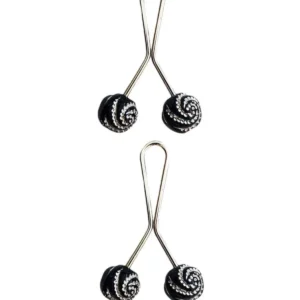 2 Adet Tesettür Eşarp ve Şal Klipsi Siyah Desenli