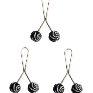 3 Adet Tesettür Eşarp ve Şal Klipsi Siyah Desenli