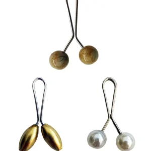 3 Adet Tesettür Eşarp ve Şal Klipsi Sarı İnci Beyaz Hardal