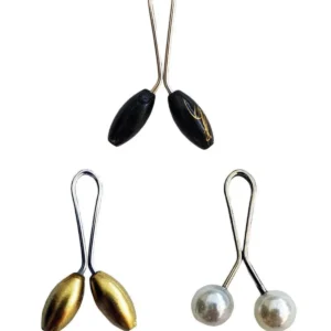 3 Adet Tesettür Eşarp ve Şal Klipsi Sarı İnci Beyaz Siyah