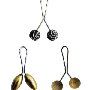 3 Adet Tesettür Eşarp ve Şal Klipsi Sarı Hardal Siyah Desenli