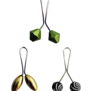 3 Adet Tesettür Eşarp ve Şal Klipsi Sarı Siyah Desenli Yeşil