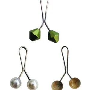 3 Adet Tesettür Eşarp ve Şal Klipsi İnci Beyaz Hardal Yeşil