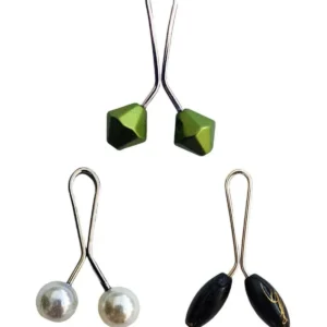 3 Adet Tesettür Eşarp ve Şal Klipsi İnci Beyaz Siyah Yeşil