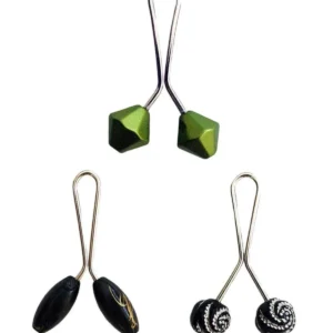 3 Adet Tesettür Eşarp ve Şal Klipsi Siyah Siyah Desenl Yeşil