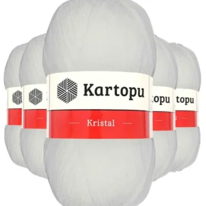 5 Adet Kristal Çift Katlı El Örgü Lif İpi Beyaz K010