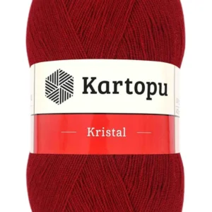Kristal Çift Katlı El Örgü Lif İpi Koyu Kırmızı K125